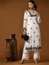 Nishtha in Noor HOK Muslin Chikankari kurti for Women- White With Black